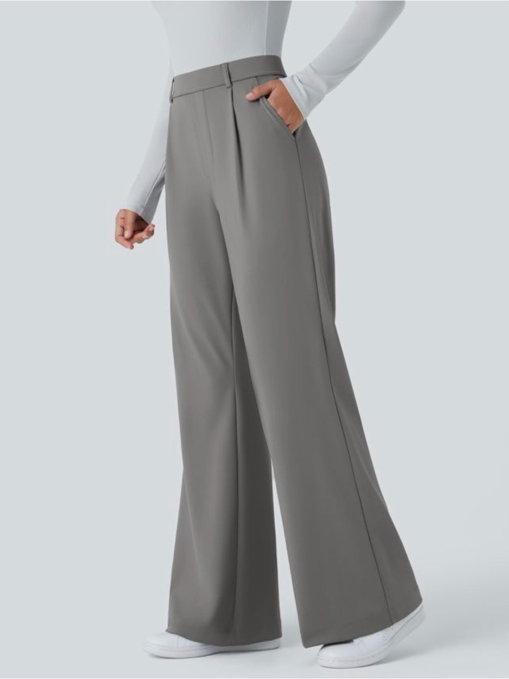 HALARA Wide-Leg High-Rise Pants in Gray
